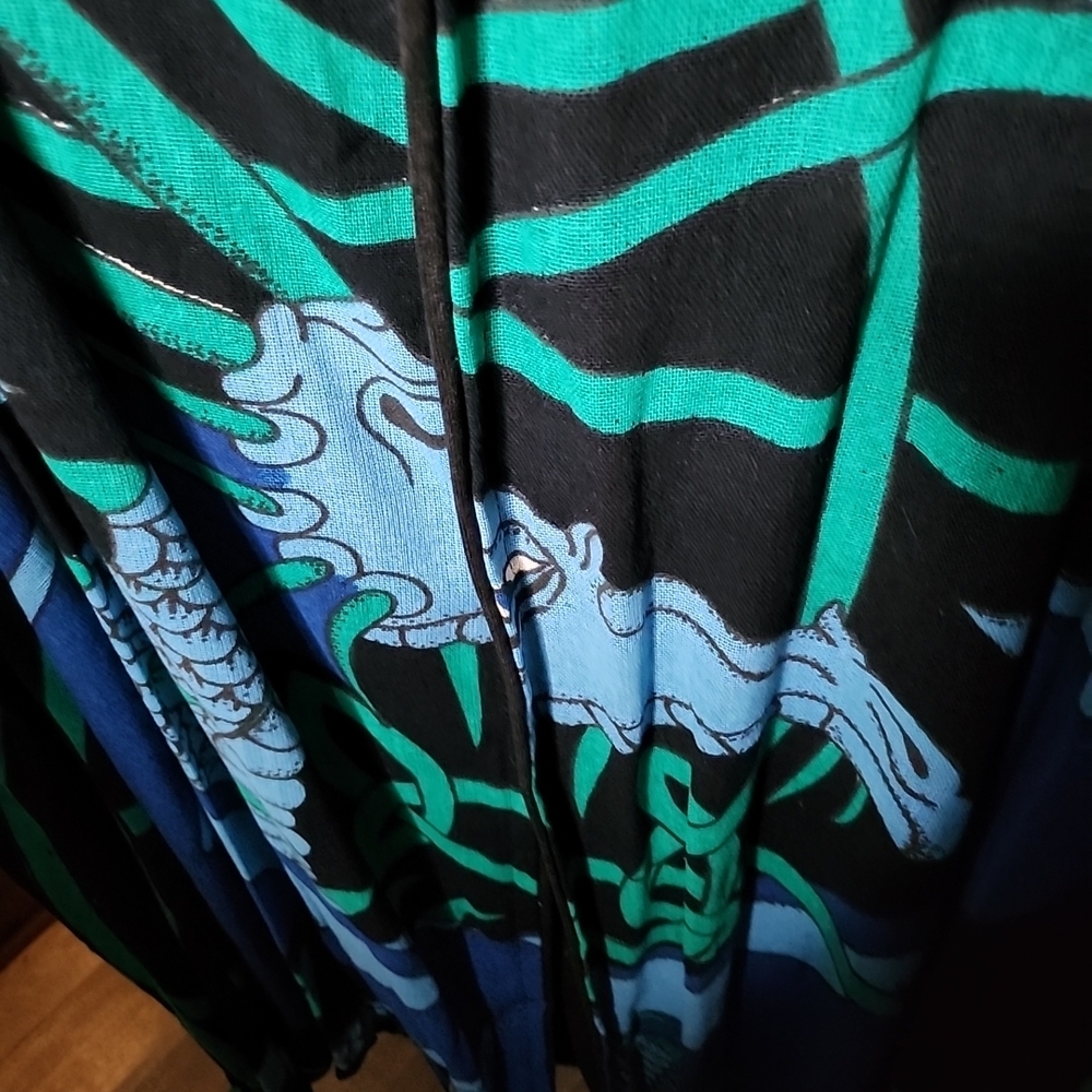 Blue And Green Patterned Cape - image 3